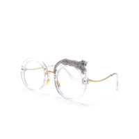 Optical Prescription Eyeglasses Retro Round Frame Anti Blue Light Glasses - Transparent