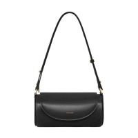 Stylish Crossbody Shoulder Bag Round Bucket Shape Purse Bags - Black
