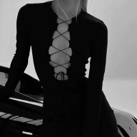 Bandage Black Vestido Knit Mini Dress