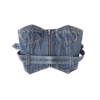 Street Summer Style Denim Punk Belt Short Sleeveless Over Top 