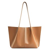Large Composite Female Shoulder Travel Bussiness Tote Bags - Brown