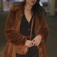 Shaggy Faux Fur Vintage Full Sleeve Winter Coats - Coffee