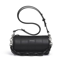 Bucket Shape Crossbody Shoulder Double Straps Stylish Bag - Black