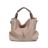 Hobos Shoulder Classic Tote Bags - Beige Faux Leather