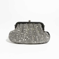 Chic Glitter Rhinestones Sparkling Crystal Purse Bags - Silver