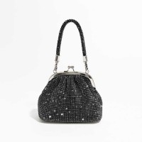 Chic Glitter Rhinestones Sparkling Crystal Cloud Shape Bags - Black