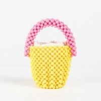 Multicolor Beaded Cross Body Bucket Hand Bags - Yellow