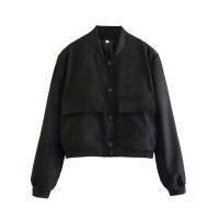 Long Sleeve Big Pockets Elegant Streetwear Spring Autumn Coats Jackets - Black