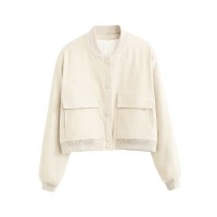 Long Sleeve Big Pockets Elegant Streetwear Spring Autumn Coats Jackets - White