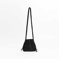 Cotton Rope Knitted Crossbody Small Purse Bag - Black