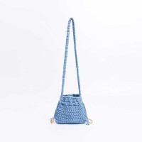 Cotton Rope Knitted Crossbody Small Purse Bag - Blue
