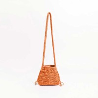 Cotton Rope Knitted Crossbody Small Purse Bag - Orange