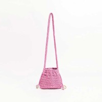 Cotton Rope Knitted Crossbody Small Purse Bag - Pink