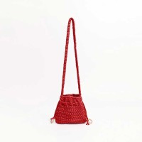 Cotton Rope Knitted Crossbody Small Purse Bag - Red