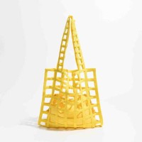 Hollow Mesh Knitted Purse Summer Shoulder Beach Bag - Yellow