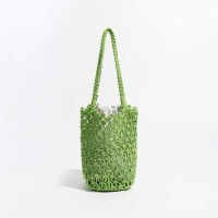 Casual Hollow Out 2 Pcs Set Purse Women Handwoven Shoulder Bucket Bags - Green