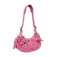 Half Moon Vintage Crossbody Shoulder Bag - Pink