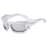 Vintage 2000s Twisted Hip Hop Trendy Streetwear Sunglasses - Silver