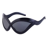 Vintage Oversized Wave Beach Sunglasses - Black