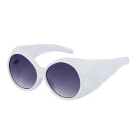 Vintage Round Steampunk Fashion Femme Fatale Sunglasses - White Frame Gradient Gray