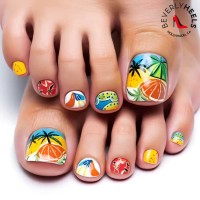 Glossy Press-On Fake Toenails - 24 Pieces - Beach