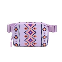 American Native Pattern Cute Large Capacity Waist  Adjustable Strap Crossbody Belt Bag - Lavender Polyester