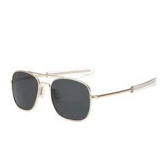 Iconic Hollywood Style Military Aviator Driver Polarized Sunglasses - Gold Gray