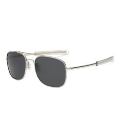 Iconic Hollywood Style Military Aviator Driver Polarized Sunglasses - Silver Gray