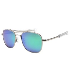 Iconic Hollywood Style Military Aviator Driver Polarized Sunglasses - Silver Green