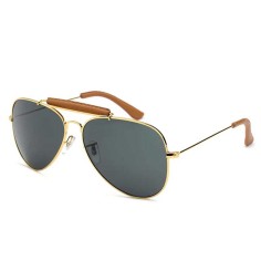 Vintage 3422 Style Pilot Driver Aviator Glasses - Gold Gray
