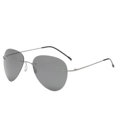 Ultralight Rimless Pilot Folding Hinge Driving Polarized Sunglasses - Gray