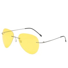 Ultralight Rimless Pilot Folding Hinge Driving Polarized Sunglasses - Gray Yellow