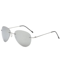 Ultralight Rimless Pilot Folding Hinge Driving Polarized Sunglasses - Gray Silver