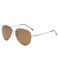 Ultralight Rimless Pilot Folding Hinge Driving Polarized Sunglasses - Gray Brown