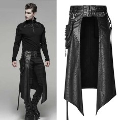 Removable Side Stereo Pocket Half Skirt Stage Performance Party Club Cosplay Punk Gothic Skirt Pants