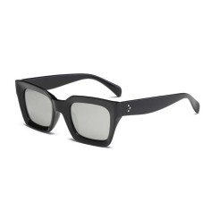 Uv400 Square Frame Vintage Oversized Sunglasses - Black Silver