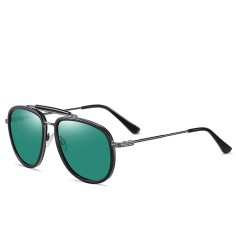 Vintage TRIPP TR90 Style Polarized Pilot Sunglasses - Black Green