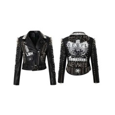 Rivet Decorated Spring & Autumn Punk Jackets Coats - Black