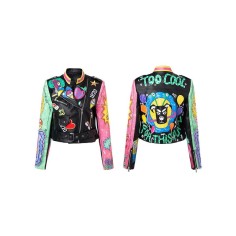 Rivet Decorated Spring & Autumn Punk Jackets Coats - Multicolor