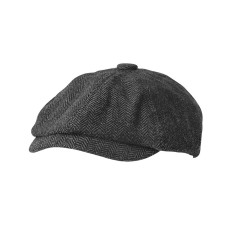Vintage Herringbone Gatsby Newsboy Peaky Blinders Tweed Hats - Dark Gray