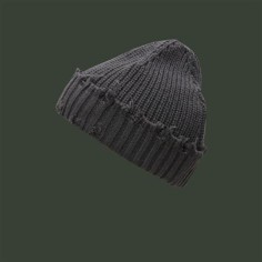 Broken Brim Hole Knitted Hiphop Trend Hommie Winter Autumn Hats - Gray