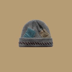 Knitted Patchwork Stitching Hiphop Fashion Winter Hats - Gray