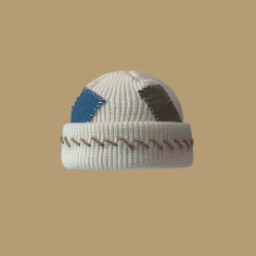 Knitted Patchwork Stitching Hiphop Fashion Winter Hats - White