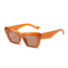 Cat Eye Designed Vintaged Square Retro Sun Glasses - Brown