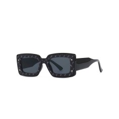 UV400 Thick Frame Square Retro Fashion Sunglasses - Black