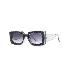 UV400 Thick Frame Square Retro Fashion Sunglasses - Double Gray