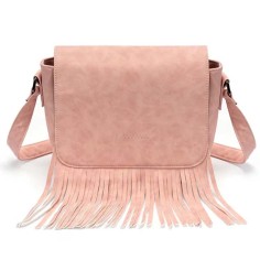 Multi-functional Designer Smooth Fringes Handbag - LightPink Flock