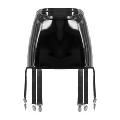 High Waist Wetlook Sexy Rave Costume Short Pants with Garters - Black