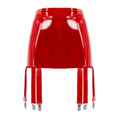 High Waist Wetlook Sexy Rave Costume Short Pants with Garters - Red