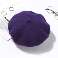 Autumn Winter Trend Wool Paris French Berets Hats - Dark Purple